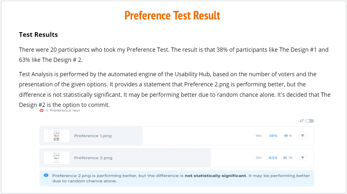 preference test result